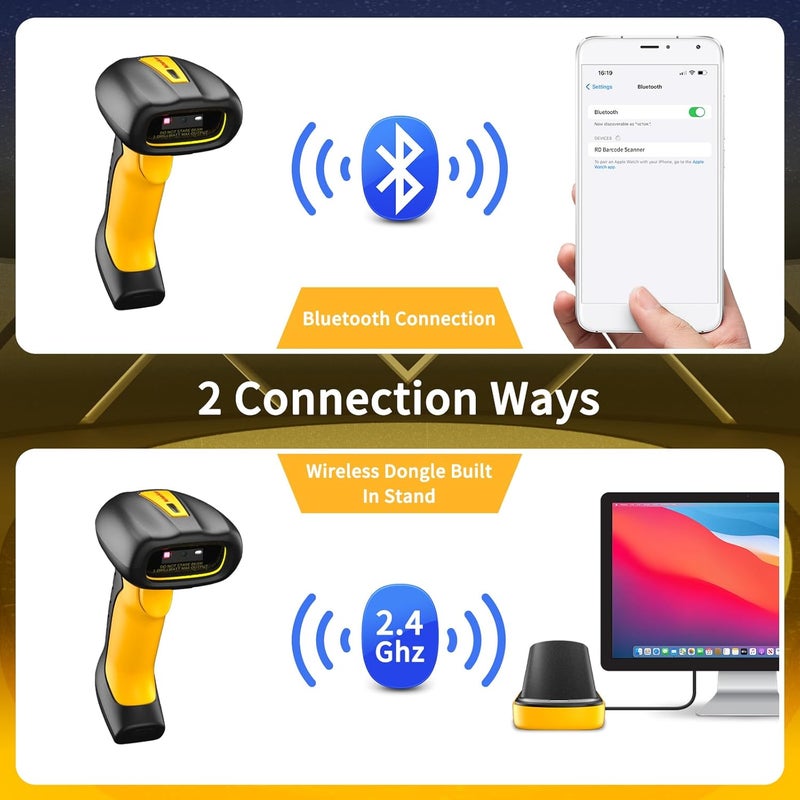 NetumScan Industrial Bluetooth QR Barcode Scanner, IP67 Waterproof & 7M Drop Proof, 2600mAh Wireless 1D 2D Bar Code Scanner with Charging Stand for Store, POS, Computer, iPhone, Android RD-1288(NS) - Image 5